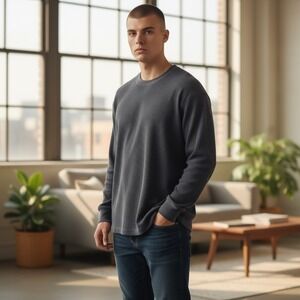 Vintage Jordan Craig Navy Blue Waffle Knit Long Sleeve Thermal Shirt‎ 3XL